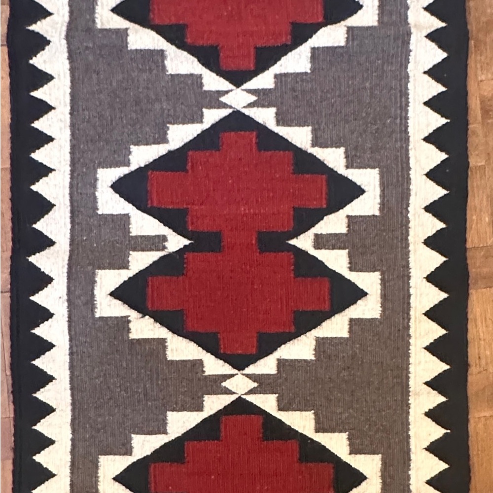 Southwestern Geometric Rug Runner in Red, Gray, Cream